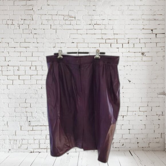 Vintage Jon Lawrence LTD Leather Skirt Maroon Plus Size - Picture 4 of 5